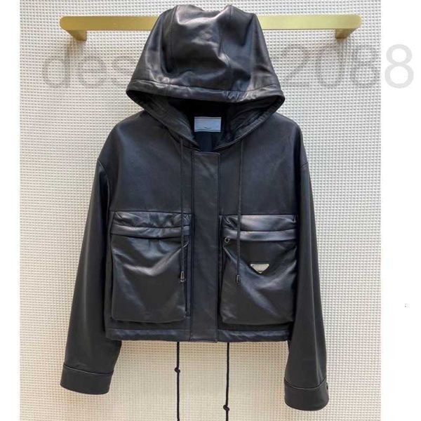 women's leather & faux designer higher version womens leather jacket metal triangle embroidery hooded jackets windbreaker zipper cardig, Black
women's leather & faux designer higher version womens leather jacket metal triangle embroidery hooded jackets windbreaker zipper cardig, Black
