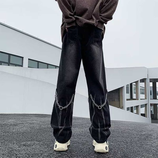 street-style tie-dyed hiphop jeans: loose-fit, ragged & contrast-trimmed men's pants for casual wear, Blue
street-style tie-dyed hiphop jeans: loose-fit, ragged & contrast-trimmed men's pants for casual wear, Blue