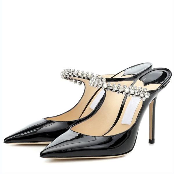 fashion women pumps sandals london bing 100 mm patent leather mules italy pointed toe slingback crystal ankle chain designer sandal high hee, Black
fashion women pumps sandals london bing 100 mm patent leather mules italy pointed toe slingback crystal ankle chain designer sandal high hee, Black