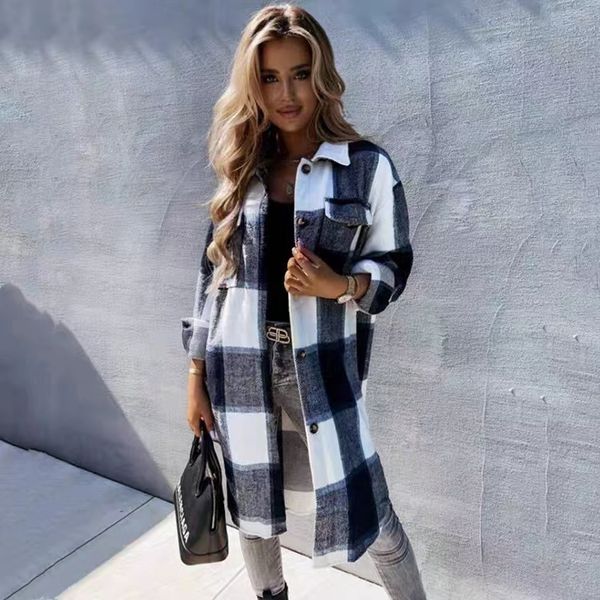 spring 2023 women's shirt single-breasted casual versatile long-sleeved plaid coat lxlrj003, White
spring 2023 women's shirt single-breasted casual versatile long-sleeved plaid coat lxlrj003, White
