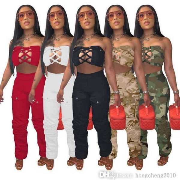 summer clothing women two piece pants set hollow out waistcoat crop and trousers camouflage sports suit, White
summer clothing women two piece pants set hollow out waistcoat crop and trousers camouflage sports suit, White