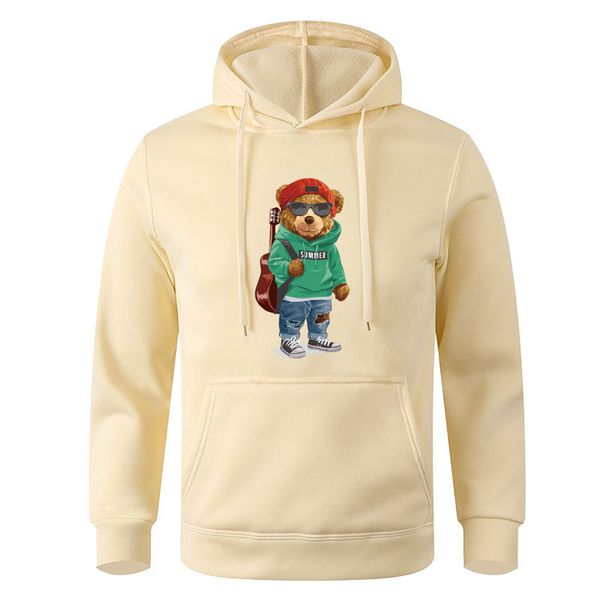 new funny design teddy bear guitarist men hoodie clothing casual beige hooded men fashion sweatshirts fleece oversized loose streetwear, Black
new funny design teddy bear guitarist men hoodie clothing casual beige hooded men fashion sweatshirts fleece oversized loose streetwear, Black