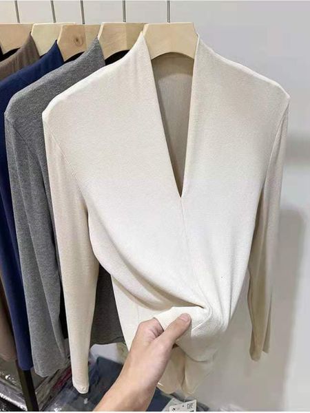 women's blouses shirts women's shirt v-neck knitted long sleeve women's brushed autumn slim fit solid color beautiful fashion, White
women's blouses shirts women's shirt v-neck knitted long sleeve women's brushed autumn slim fit solid color beautiful fashion, White