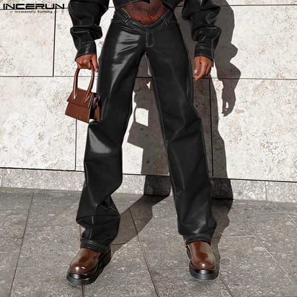 men's jeans incerun fashion casual pants pu leather joggers 2023 pockets button loose leisure trousers streetwear pantalon s5xl 230330, Blue
men's jeans incerun fashion casual pants pu leather joggers 2023 pockets button loose leisure trousers streetwear pantalon s5xl 230330, Blue