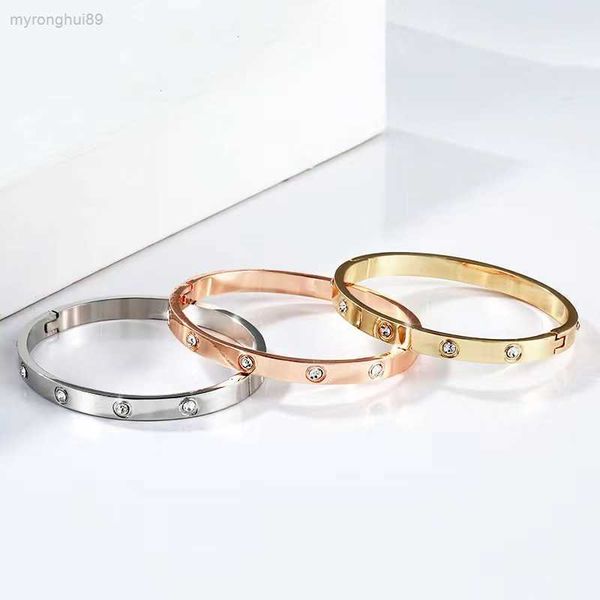bangle fashion bracelet titanium steel rhinestone popular simple rose jewelry dsmk, Black