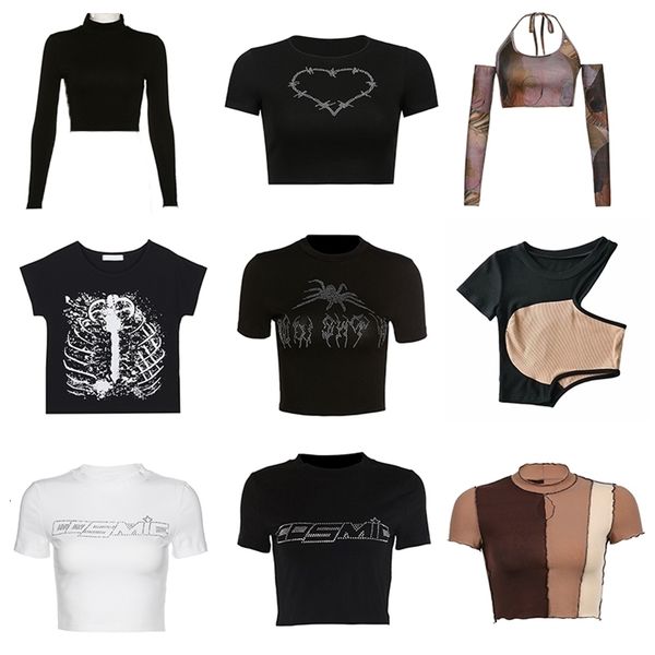 women's t-shirt y2k punk vintage goth black t shirt summer clothes for women fashion crop o-neck short sleeve tee streetwear 230330, White
women's t-shirt y2k punk vintage goth black t shirt summer clothes for women fashion crop o-neck short sleeve tee streetwear 230330, White