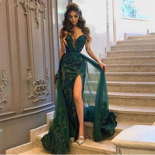 green mermaid evening dresses sweetheart appliques detachable train dubai special occasion formal girl prom robes de soiree, Black;red
green mermaid evening dresses sweetheart appliques detachable train dubai special occasion formal girl prom robes de soiree, Black;red