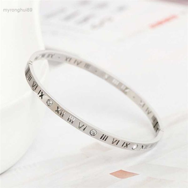 bangle ring bracelet titanium steel female colorless electroplated rose plated roman digital pattern ornament elv0, Black
bangle ring bracelet titanium steel female colorless electroplated rose plated roman digital pattern ornament elv0, Black