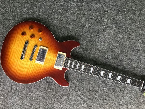 left hand double cutway with humbacker pickups with flamed maple transparent color electric guitar,customized
left hand double cutway with humbacker pickups with flamed maple transparent color electric guitar,customized