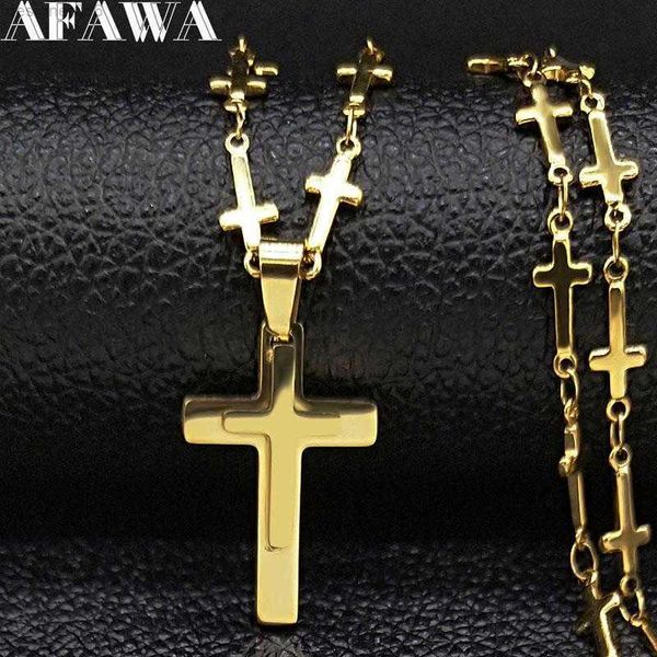 pendant necklaces 2023 fashion cross stainless steel necklace women double layer gold color neckless jewerly acero inoxidable joyeria mujer, Silver
pendant necklaces 2023 fashion cross stainless steel necklace women double layer gold color neckless jewerly acero inoxidable joyeria mujer, Silver