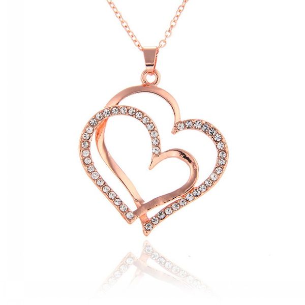 10 sets/lot double-deck peach heart shape pendant necklace inlaid zircon rhinestone twinkle decorate adjeustable length plating white k rose, Silver
10 sets/lot double-deck peach heart shape pendant necklace inlaid zircon rhinestone twinkle decorate adjeustable length plating white k rose, Silver