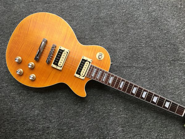 hinese electric guitar flame maple the matte yellow color les chrome hardware standard
hinese electric guitar flame maple the matte yellow color les chrome hardware standard