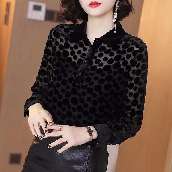 women's polos autumn and winter black polka dot shirt blouse women turn down collar long sleeve solid bottoming 230330, White
women's polos autumn and winter black polka dot shirt blouse women turn down collar long sleeve solid bottoming 230330, White