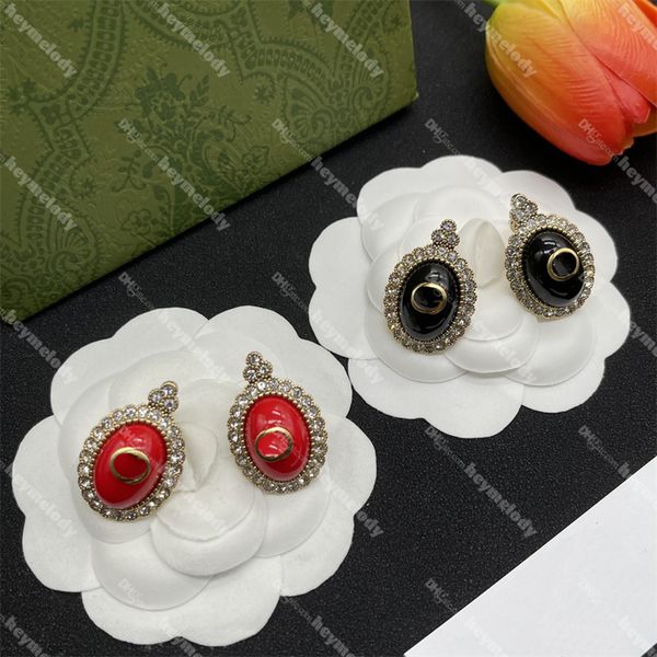 vintage diamond stud earrings women black red eardrops designer rhinestone hoop earrings with box, Golden;silver
vintage diamond stud earrings women black red eardrops designer rhinestone hoop earrings with box, Golden;silver