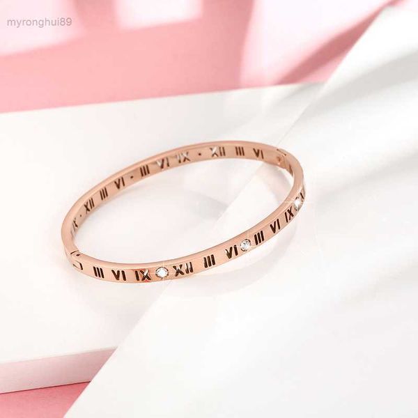 bangle ring bracelet titanium steel female colorless electroplated rose plated roman digital pattern ornament 0yfg, Black
bangle ring bracelet titanium steel female colorless electroplated rose plated roman digital pattern ornament 0yfg, Black