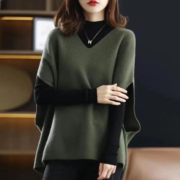 women's vests lazy style korean women's vintage full matching sweater tank spring autumn fashion batwing sleeve v-neck loose casua, Black;white
women's vests lazy style korean women's vintage full matching sweater tank spring autumn fashion batwing sleeve v-neck loose casua, Black;white