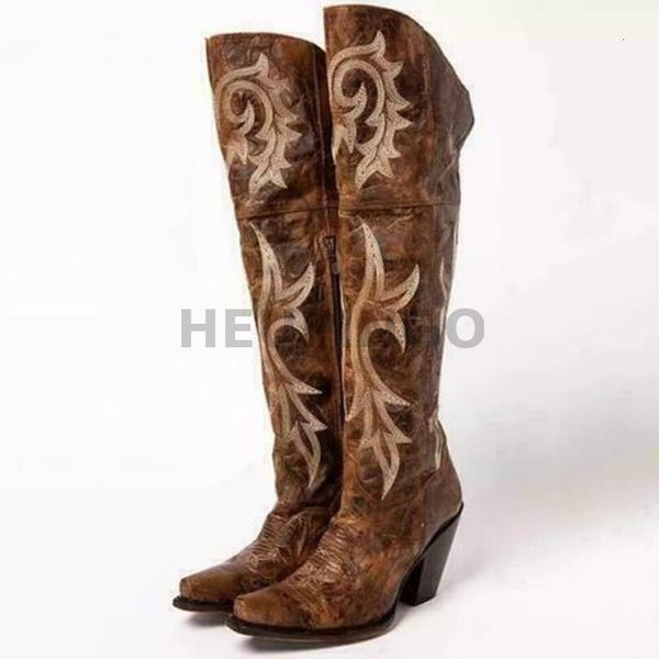 boots cowboy for women fashion brown knee high heels embroider warm winter zip femme handmade shoes size 43 230330, Black
boots cowboy for women fashion brown knee high heels embroider warm winter zip femme handmade shoes size 43 230330, Black