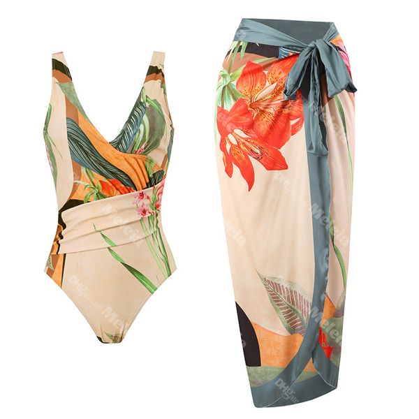 v neck beach clothes women swimwear outdoor vacation long dress classic flower print ladies swimsuits, White;black
v neck beach clothes women swimwear outdoor vacation long dress classic flower print ladies swimsuits, White;black