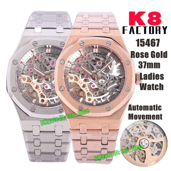 k8 factory watches 15467 rose gold 37mm automatic womens watch skeleton dial stainless steel bracelet ladies wristwatches, Slivery;brown
k8 factory watches 15467 rose gold 37mm automatic womens watch skeleton dial stainless steel bracelet ladies wristwatches, Slivery;brown