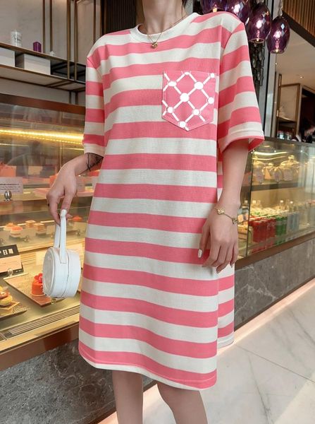 women striped casual dresses classic knit dress fashion letter pattern summer short sleeve womens clothing, Black;gray
women striped casual dresses classic knit dress fashion letter pattern summer short sleeve womens clothing, Black;gray