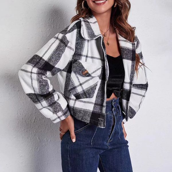 spring 2023 women's jacket button pocket small cardigan tweed coat, Black;brown
spring 2023 women's jacket button pocket small cardigan tweed coat, Black;brown