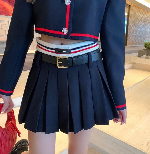 women pleated mini skirts midi dress with vintage metal leather belt female milan runway brand high end custom designer a-line short dresses, Black
women pleated mini skirts midi dress with vintage metal leather belt female milan runway brand high end custom designer a-line short dresses, Black