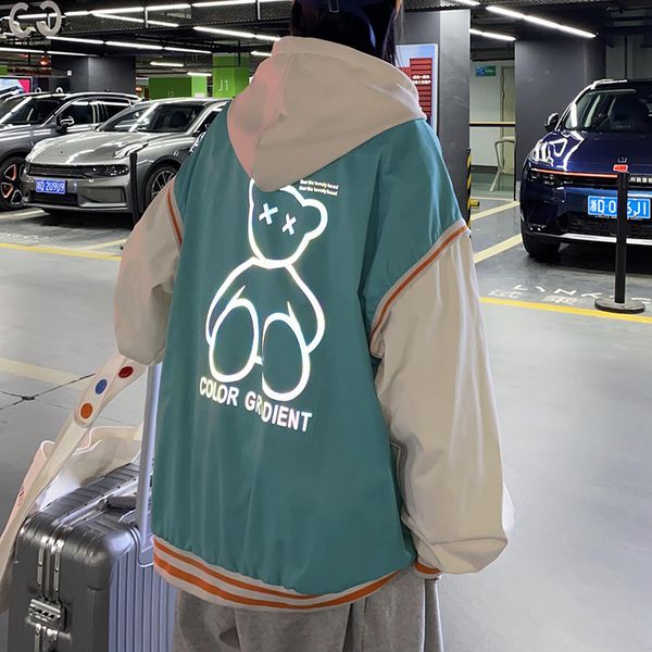 men s hoodies sweatshirts fashion baseball jacket reflective bear print for men man oversize coat casual clothing streetwear 230330, Black
men s hoodies sweatshirts fashion baseball jacket reflective bear print for men man oversize coat casual clothing streetwear 230330, Black