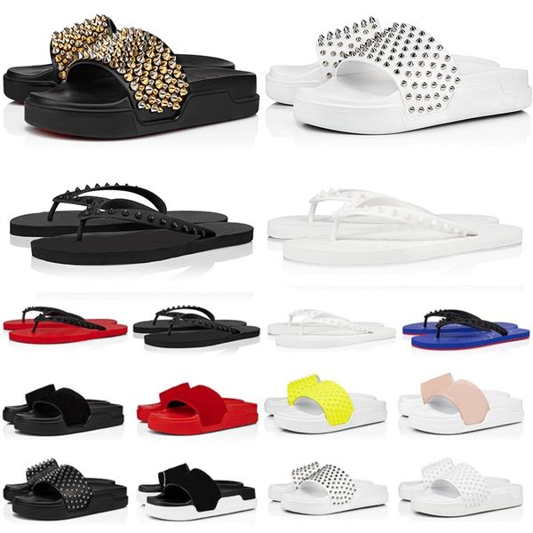 luxury flip flops slippers designer sandals men women fashion slides triple black white spikes mens flat beach l ppatform sandal with box
luxury flip flops slippers designer sandals men women fashion slides triple black white spikes mens flat beach l ppatform sandal with box