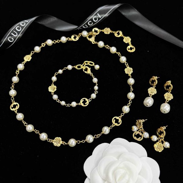 bracelet, earrings & necklace designer new neckchain pearl petal necklace women's double g letter interlocking bracelet tassel earrings, Black
bracelet, earrings & necklace designer new neckchain pearl petal necklace women's double g letter interlocking bracelet tassel earrings, Black