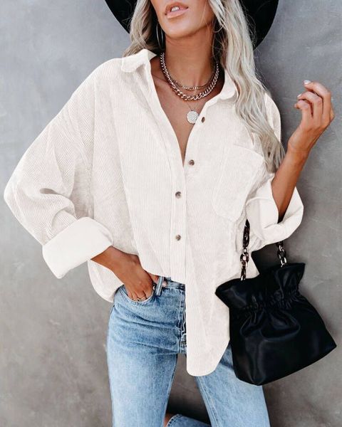 spring 2023 women's shirt, european and american casual corduroy button-down long sleeve jacket lxlrc004, White
spring 2023 women's shirt, european and american casual corduroy button-down long sleeve jacket lxlrc004, White