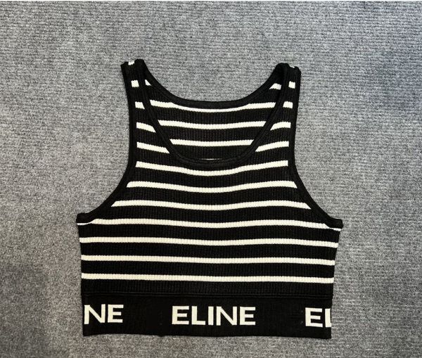 designer stripe knit tank women basic sleeveless round neck cropped t-shirts vest seamless streetwear elastic rib-knit, White
designer stripe knit tank women basic sleeveless round neck cropped t-shirts vest seamless streetwear elastic rib-knit, White