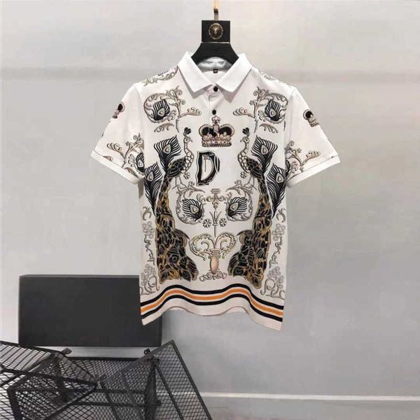 summer short sleeve polo shirt designer t shirts men peacock print half sleeves trend slim sweatshirt casual pullover tee, White;black
summer short sleeve polo shirt designer t shirts men peacock print half sleeves trend slim sweatshirt casual pullover tee, White;black