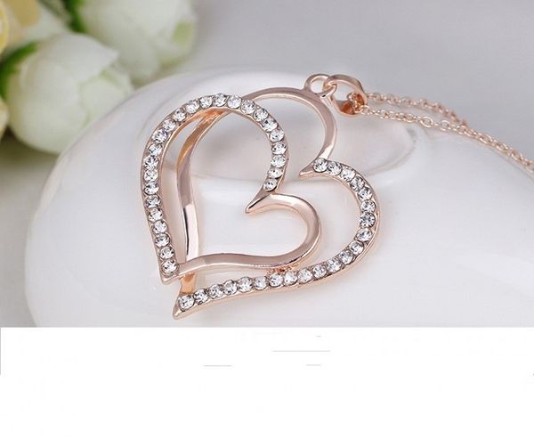 12 sets double-deck peach heart shape pendant necklace inlaid zircon rhinestone twinkle decorate adjeustable length plating white k rose gol, Silver
12 sets double-deck peach heart shape pendant necklace inlaid zircon rhinestone twinkle decorate adjeustable length plating white k rose gol, Silver