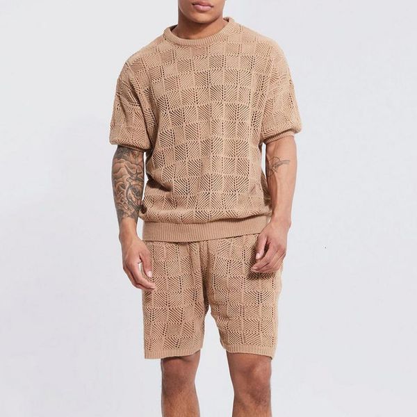 men's tracksuits leisure knit clothing solid hollow out casual two piece suits 2023 spring summer men fashion o neck t shirt and short, Gray
men's tracksuits leisure knit clothing solid hollow out casual two piece suits 2023 spring summer men fashion o neck t shirt and short, Gray