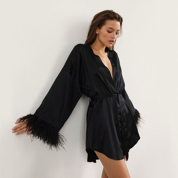 women's sleepwear hiloc feather bathrobes satin mini dress long sleeve loose peignoirs women's white wedding dress black bridal dr, Black;red
women's sleepwear hiloc feather bathrobes satin mini dress long sleeve loose peignoirs women's white wedding dress black bridal dr, Black;red