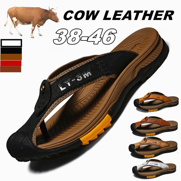 slippers genuine cowhide shoes men's sandals men's flip men's casual shoes classic massage beach slippers non slip summer 230, Black
slippers genuine cowhide shoes men's sandals men's flip men's casual shoes classic massage beach slippers non slip summer 230, Black