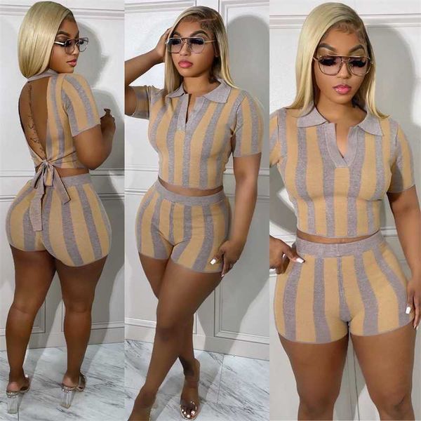 womens designer clothing tracksuits two piece outfits fashion pit stripe printing open back short sleeve shorts two piece set, Gray
womens designer clothing tracksuits two piece outfits fashion pit stripe printing open back short sleeve shorts two piece set, Gray