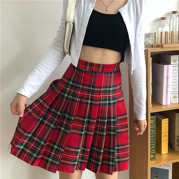 skirts lengthen size high waist gothic punk style pleated plus red harajuku 230330, Black 
skirts lengthen size high waist gothic punk style pleated plus red harajuku 230330, Black