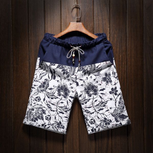 men's shorts summer bermuda loose straight floral hawaiian casual linen short pants male brand 230330, White;black
men's shorts summer bermuda loose straight floral hawaiian casual linen short pants male brand 230330, White;black