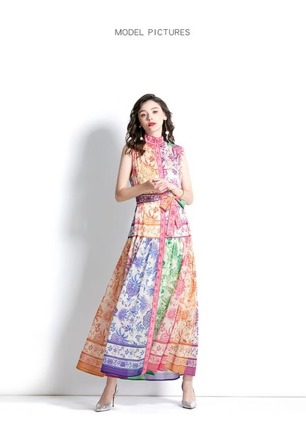 summer new holiday dress sweet mock neck sleeveless waist wrapped print dress rainbow long dress, Black;gray
summer new holiday dress sweet mock neck sleeveless waist wrapped print dress rainbow long dress, Black;gray