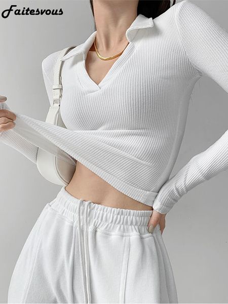 women's polos vneck slim fitnes's tshirt fashion long sleeve polo shirt woman high waist cropped 230330, White
women's polos vneck slim fitnes's tshirt fashion long sleeve polo shirt woman high waist cropped 230330, White