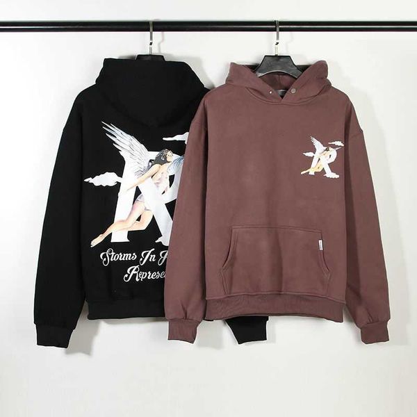 american high street rep 23ss angel r black hooded sweater loose casual men and women, Black;brown
american high street rep 23ss angel r black hooded sweater loose casual men and women, Black;brown