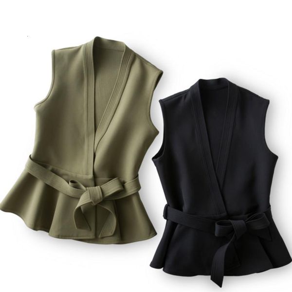 women's vests spring and autumn women's jackets with ruffled waistband vest women's casual ol jacket 230330, Black;white
women's vests spring and autumn women's jackets with ruffled waistband vest women's casual ol jacket 230330, Black;white