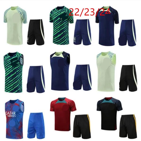 Image of 22/23 Brazil Tracksuit Sportswear Men Training Suit Short Sleeves Suit Football Soccer Jersey Kit Uniform Chandal Adult Sweatshirt