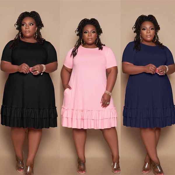plus size women clothing casual pocket dresses fashion large women ruffle crimp dress short sleeve loose leisure skirt, Black
plus size women clothing casual pocket dresses fashion large women ruffle crimp dress short sleeve loose leisure skirt, Black