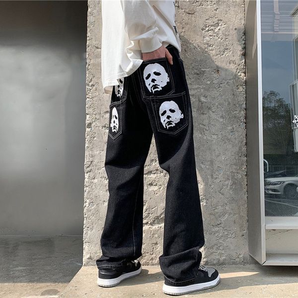 men's jeans hip hop printed men baggy black denim trousers straight pants spring fashion korean streetwear male bottoms y2k clothes 230, Blue
men's jeans hip hop printed men baggy black denim trousers straight pants spring fashion korean streetwear male bottoms y2k clothes 230, Blue