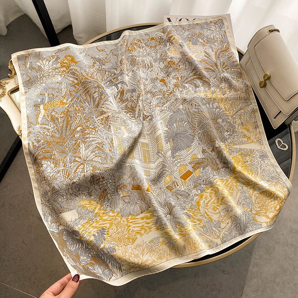 26" square silk scarf - art plant versatile neck scarf hair sleeping scarf lightweight square scarf, Blue;gray
26" square silk scarf - art plant versatile neck scarf hair sleeping scarf lightweight square scarf, Blue;gray