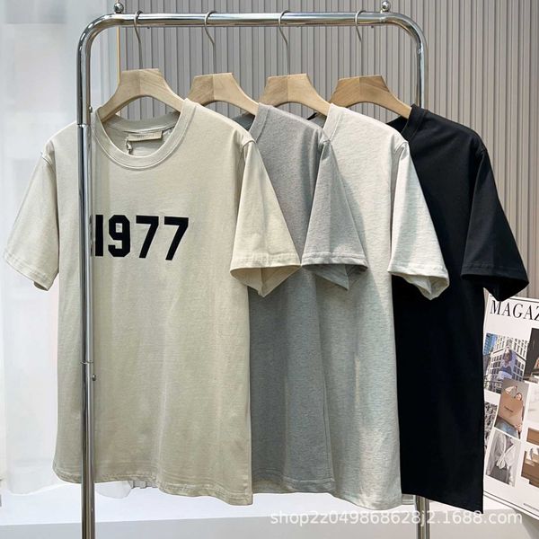 women's t-shirt 23 spring/summer fashion brand new korean ess fog double thread 77 flocking print for men and women couples loose short, White
women's t-shirt 23 spring/summer fashion brand new korean ess fog double thread 77 flocking print for men and women couples loose short, White
