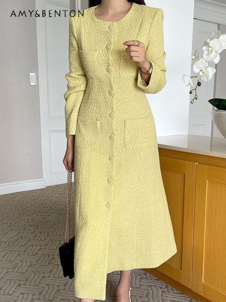 casual dresses korean fashion autumn gentle round neck dress single chest multi pocket design waist tight tweed medium length women's d, Black;gray
casual dresses korean fashion autumn gentle round neck dress single chest multi pocket design waist tight tweed medium length women's d, Black;gray