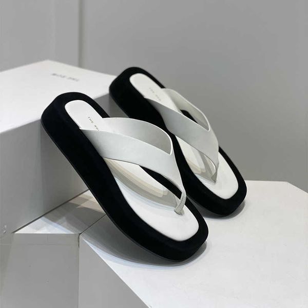 row the the * row flip flops genuine leather thick soled herringbone slippers for women's outerwear wear 2022 new height muffin bottom, Black
row the the * row flip flops genuine leather thick soled herringbone slippers for women's outerwear wear 2022 new height muffin bottom, Black